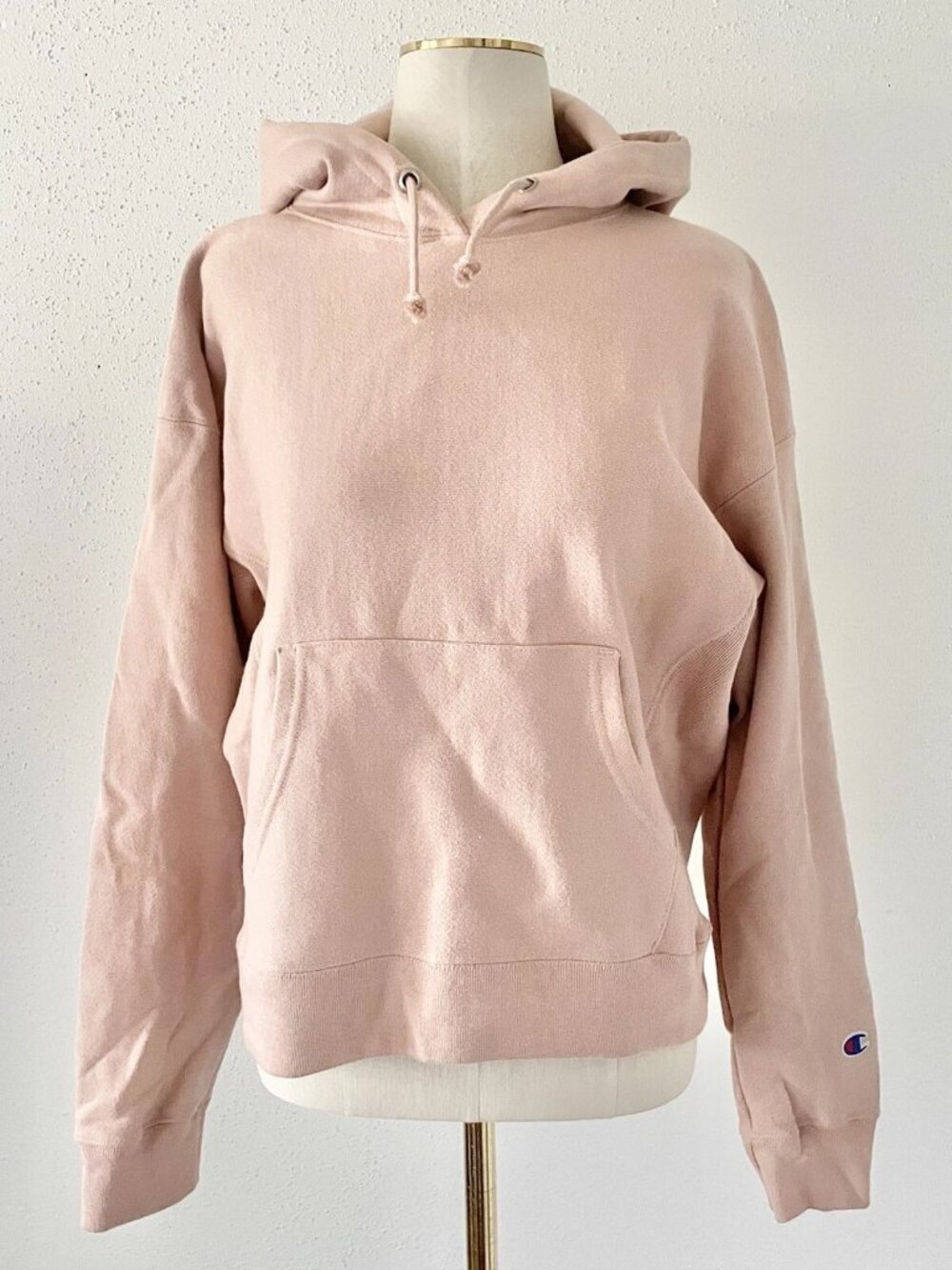 CHAMPION Women’s Size Medium Nude Pink Reverse Weave Pullover Hoodie Sweatshirt